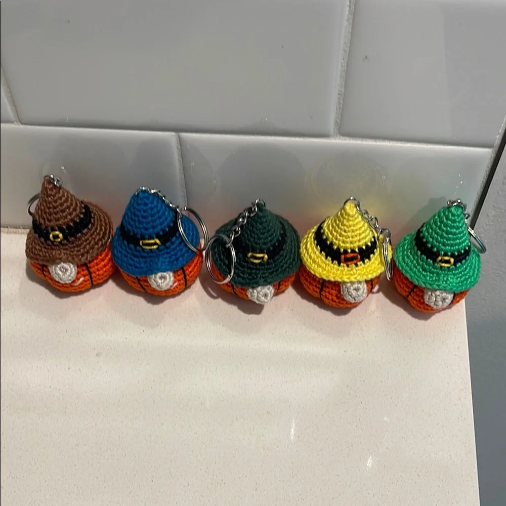 Handcrafted Pumpkin Gnome Keychain Accessory - Fall Halloween Thanksgiving - Picture 4 of 16